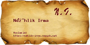 Náhlik Irma névjegykártya
