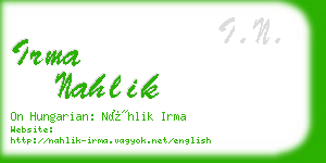 irma nahlik business card